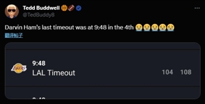 Hãy lưu nó cho năm mới! Thời gian chờ cuối cùng của Hamm là 9 phút 48 giây của hiệp 4, khi Lakers dẫn trước 104-108.