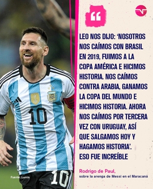 De Paul: Trước trận vòng loại World Cup gặp Brazil, Messi lấy ví dụ thua Saudi Arabia nhưng vô địch World Cup để nâng cao tinh thần