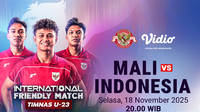 Link Live Streaming Timnas U-23 Friendly Match: Mali vs Indonesia, Live Eksklusif di Vidio